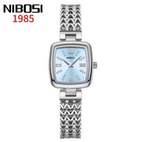 Nibosi Diamond-Encrusted Small Square Watch Light Luxury Fashion Girls' Student Watch Exquisite Versatile Waterproof Quartz Watch Women