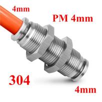 PM 4 6 8 10 12 14mm 1/4  3/8  1/2  Inch OD Tube 304 Stainless Steel Pneumatic Air Bulkhead Fitting Push To Connect Quick Release