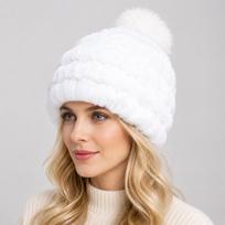New Luxury Knitted Real Genuine Fox Fur Hats Women Beanies Solid Rex Rabbit Fur Caps Winter Lady Party Fashion Fur Hat Skullies 55-60cm