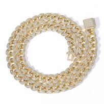 12MM Hot Selling Hip Hop Real Gold Chain Necklace Iced Out Miami Diamond CZ Miami Cuban Link Chain Necklace Set for Mens Jewelry 7inch auksas