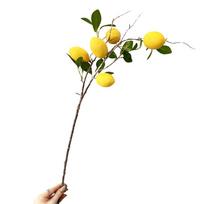 Green Leaves Artificial Lemon Branch Faux Lemon Luxury Simulation Fruit Tree Elegant Plastic Fake Plants Restaurant Hotel (as the picture,4XL)
