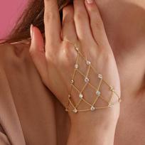 Luxury Multilayer Zircon Bracelet Ring Chain for Women Fashion Handmade Thin Link Chain Bracelet Wedding Party Jewelry Gift