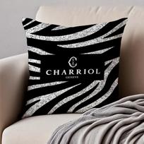 Fashion Modern Luxury C-Charriols Cushion Cover Pillowcase Anti-Dustmite Invisible Zipper Short Plush Sofa Cushion Peach skin 18*18(CM)-1Pcs