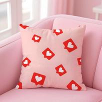 Fashion Pink Love Art Luxury Cushion Cover Pillow Case Soft Friendly Fabric & Concealed Zipper Peach skin 18*18(CM)-1Pcs