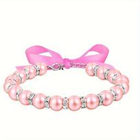 Luxury Pearl Necklaces with Rhinestones for Small Cat and Dog Weddings 20cm+5cm
