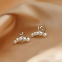 925 Sterling Silver Pearl Ear Cuff Clip Earrings for Women Non-Piercing Bone C-shaped Earrings Fashion Jewelry