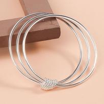 3 vnt./partija 925 prabos sidabro apskritimo pakabuko apyrankė ir bangle moterims, elegantiški vestuviniai, gimtadienio vakarėlio papuošalai, dovana brown