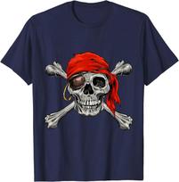 Jolly Roger Pirate Shirt Skull & Crossbones Shirt Halloween T-Shirt S armijos žalia spalva
