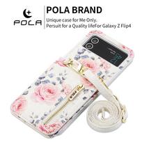 Crossbody Phone Case for Samsung Galaxy Z Flip 5 4 3 5G Flip4 Flip5 Retro Rose Cards Slot Shockproof Leather Cover with Lanyard Galaxy Z Flip4 5G