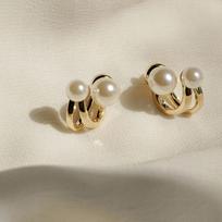 French Light Luxury Pink Tulip Flower Pearl Stud Earrings For Women Korean Zircon Exquisite Earring Party Christmas Jewelry Gift