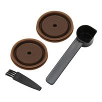 Reusable Coffee Capsule Lid Food Grade Silica Gel Environmental Resilient Lid with Brush Spoon for Vertuoline Pro