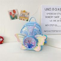 Frozen Elsa Kids Backpack, Girls Kindergarten Bag Cute Pink Sequins Butterfly Wings Shoulders mėlyna