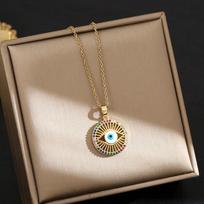 1 Pcs Luxury Wind Devil Eye Copper Pendant Titanium Steel Chain Gold Plated Collar Necklace Fashion Accessories