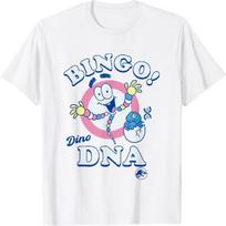 Jurassic Park Bingo! Dino DNA Pastel Colors Big Chest Logo T-Shirt L balta