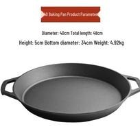 Zhi Shi 40cm Cast Iron Flat Frying Pan with Lid