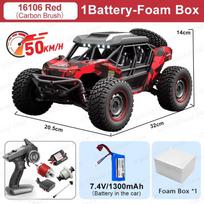 Naujas galingas lenktyninis automobilis 50/70KM/H 4WD RC automobilis 4x4 visureigio drifto lenktyninis automobilis 1:16 šepetėlių RC sunkvežimio elektrinio greitaeigio dreifuojančio automobilio berniuko žaislo dovana 1 Battery raudona