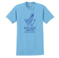 John Wayne Airport Retro Logo Santa Ana Orange County CA Tee Shirt Blue T-Shirt S