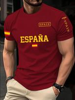 Ispanija 2026 Futbolo Marškinėliai Vyrams Klasikiniai Dievas Ispanija Laisvalaikio Trumpomis Rankovėmis Viršutiniai Drabužiai Laisvalaikio Apvalia Kaklo Sportinio Stiliaus Marškinėliai Vyriški Drabužiai S