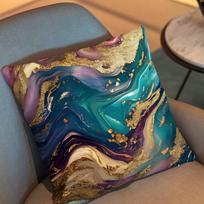 Luxury Marble And Onyx Texture Pillow Case Anti-Dustmite Pillowcase Invisible Zipper Silky Short Plush Sofa Cushion Cover Peach skin 18*18(CM)-1Pcs