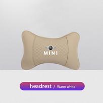 BCR1 Mini Car Seat Headrest Auto Logo Neck Pillow For Mini Cooper One JCW F54 F55 F56 F57 F60 R50 R52 R53 R55 R56 R57 R58 R59 R60 R61 smėlis