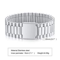 Stainless Steel Watch Band Bracelet, Silver color Watchbands, 18mm Wide Thick Wrist Strap Clasp Daily Business Wear sidabras