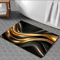 Luxury Black Gold Streamline Decorative Door Mat Non-Slip Floor Rug for Bathroom Living Room Coffee Shop Bar Home Decor Carpet 40x60cm