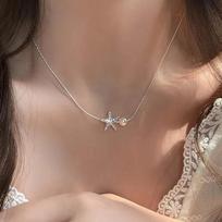 Bohemia Resin Starfish Pendant Necklace for Women Exaggerated White Rope Clavicle Chain Necklace Beach Y2K Jewelry Accessories sidabras