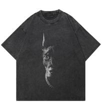 Streetwear pusės veido dobermano grafikos medvilniniai unisex marškinėliai vasariniai trumparankoviai T-shirtai S įvairiaspalvis