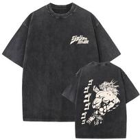 Washed Vintage Anime JoJos Bizarre Adventure Graphic Tshirt Dio Brando Print T Shirts Men Women Casual Cotton Retro Tshirts S