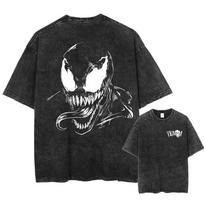 Marvel Venom spausdininiai marškinėliai Madingi Laisvalaikio Unisex Trumpomis Rankovėmis Medvilniniai Skalbti Vintažiniai Laisvi Marškinėliai S įvairiaspalvis