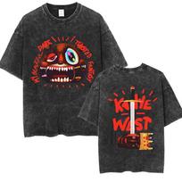 Kanye West College Dropout Bear Washed Tee Shirt Men's Women Vintage Hip Hop Style T-shirt Oversized Loose Short Sleeve T-Shirts S įvairiaspalvis