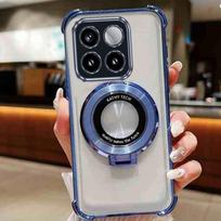 Magnetic Stand Holder Case For Motorola Edge 70 Fusion 60 50 NEO Plating Clear Soft Silicone Shockproof Cover For MOTO G77 G67 Moto Edge 70 Fusion mėlyna