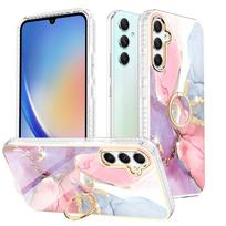 Ring Stand Marble case Back Cover for Samsung Galaxy A54 5G, for iPhone 14/13/12 Shockproof case Cover For iPhone 14