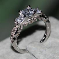 Exquisite Luxury Square Ring With White Gold Plated Rhinestones For Elegant Women 6