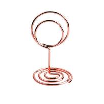 Popieriaus spaustukas Nuotraukų kortelių stovas Vietos kortelių spaustukai Stovas Nuotraukų segtukai Stalo numerių laikiklis Rose Gold-Round-50mm