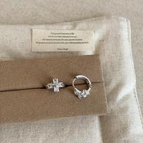 Light Luxury 2 Designs Full CZ Cubic Zirconia Big Small Cross Stud Earrings For Women Silver Plated Copper Daily Jewelry