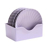 10PCS with Storage Base Shell-shaped Spit Bone Dish Microwave-safe Dessert Plate Snack Tray  Party violetinė