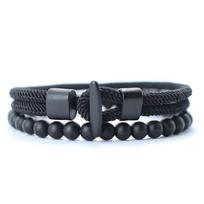 2Pcs/Set Natural 6mm Onyx Stone Men Bracelet Simple Milan Rope Beads Fashion Braclet Set Men Women Couple Brass Jewelry 19.5cm/7.7inch juoda
