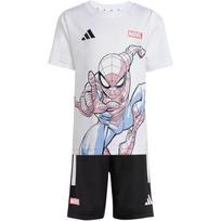 Adidas Casual Sports Suit Marvel Spider-Man Collaboration Logo Print Round Neck Short Sleeve Mid Waist Shorts Kids suit JF3655 110