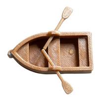 Plaukiojanti Mini Irklavimo Valtis Akvariumo Dekoracija Miniatiūrinė Irklavimo Valties Figūrėlė su 2 Irklais Mažytė Valties Statulėlė Akvariumo Ornamentas 1pc šviesiai ruda spalva