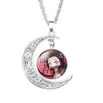 Demon Slayer Anime Cartoon Kamado Nezuko Moon Shape Necklace Fashion Personalized Versatile Trendy Necklace Unisex Accessories