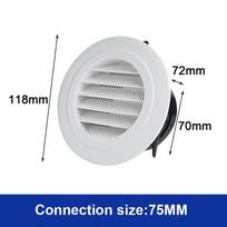 Išorinės sienos oro išleidimo grotelės, plastikinės apvalios oro ištraukimo grotelės, ortakiai 75mm