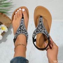 Large size Luxury Slippers Ladies pearl exposed toe flip flops Light seaside vacation Beach Shoes Comfortable Women's sandals 36