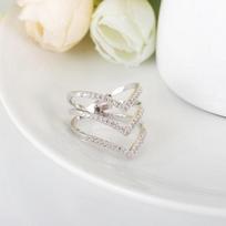 2026 European and American Light Luxury Jewelry Index Finger Ring V Letter Micro-inlaid Ring Women's Multi-layer Full Diamond Wide-sided Ring no. 6