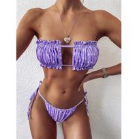 Bandeau Bikini Set Sexy Bikini Thong Biquini Push Up Swimsuit Women Micro Bikini Swimming Suit S violetinė