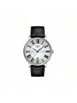 Men's quartz watch with white dial, stainless steel case, leather strap. Elegant refined, high-quality timepiece suitable T122.410.16.033.00 balta
