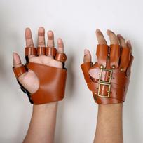 Medieval Style Steampunk Gloves PU Leather Fingerless Gloves Gothic Faux Leather Gloves  Rock Bands ruda