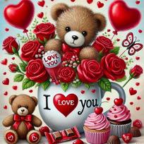 Rose Bear Diamond Decoration Home Hanging Painting DIY Diamond Art Embroidery Kit 5D Round Diamond Painting 20x20cm