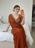 New Launch Premium Wedding Special Rangoli Silk Saree oranžinė