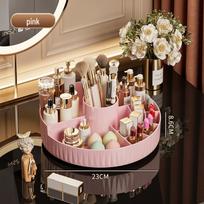 Vertical Stripe Makeup Organizer with Drawer - Luxury Cosmetics Storage and Brush Holder for Dressing Table